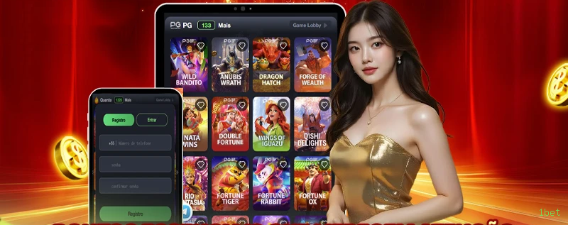 Imagem promocional da 1bet mostrando a plataforma e suas vantagens